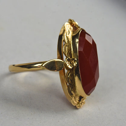 Vintage 14k gouden ring met carneool