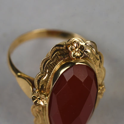 Vintage 14k gouden ring met carneool