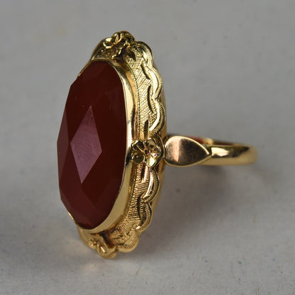 Vintage 14k gouden ring met carneool
