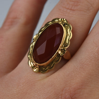 Vintage 14k gouden ring met carneool