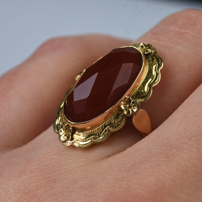 Vintage 14k gouden ring met carneool