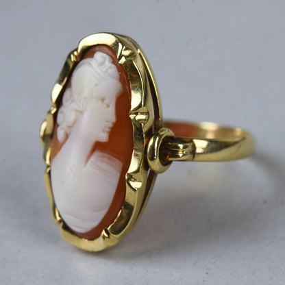 Vintage 14k gouden ring met camee