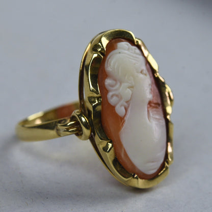 Vintage 14k gouden ring met camee