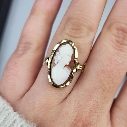 Vintage 14k gouden ring met camee