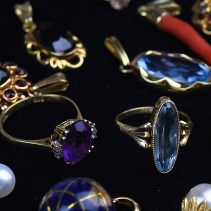 Vintage 14k gouden ring met topaas marquise