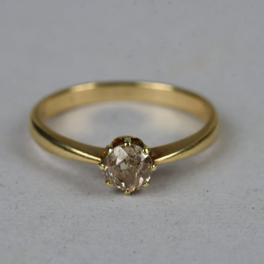 Antieke 14k gouden ring met oud Europees geslepen diamant