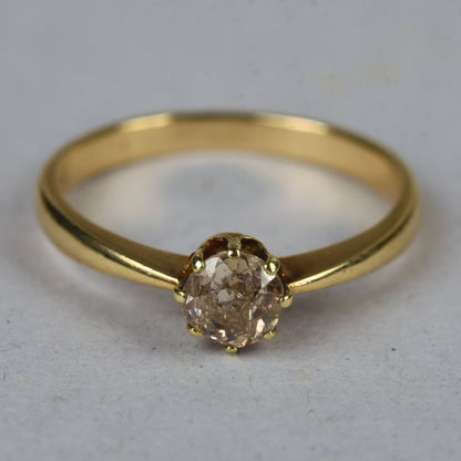 Antieke 14k gouden ring met oud Europees geslepen diamant