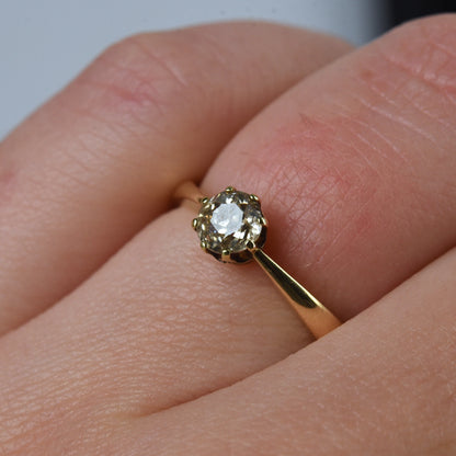 Antieke 14k gouden ring met oud Europees geslepen diamant