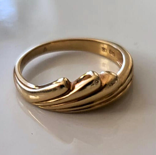 Vintage 14k gouden ring wave