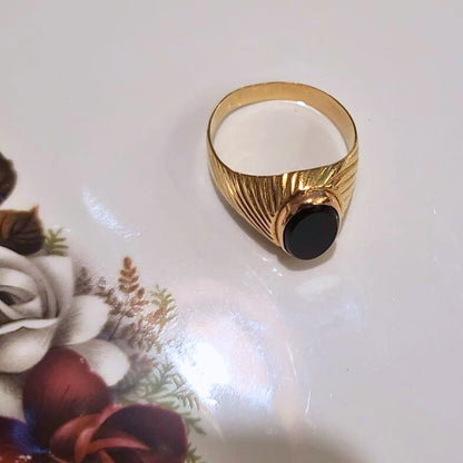 Vintage 18k gouden zegelring met onyx