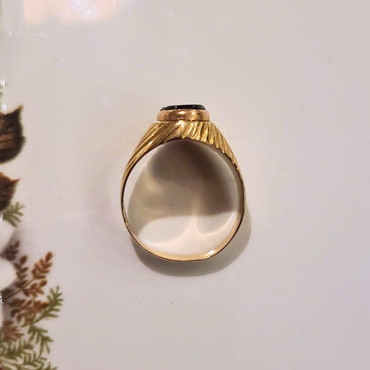 Vintage 18k gouden zegelring met onyx