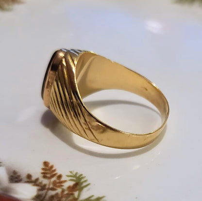 Vintage 18k gouden zegelring met onyx
