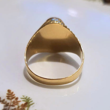 Vintage 18k gouden zegelring met onyx