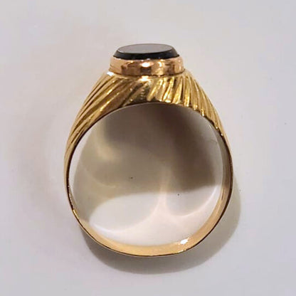 Vintage 18k gouden zegelring met onyx