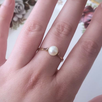 Vintage 18k gouden ring met parel