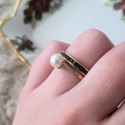 Vintage 18k gouden ring met saffier