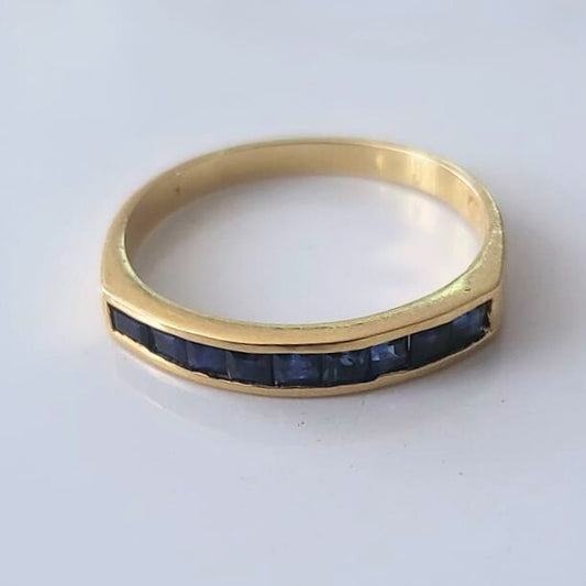 Vintage 18k gouden ring met saffier