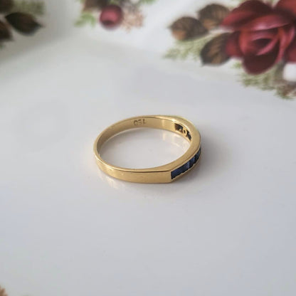 Vintage 18k gouden ring met saffier