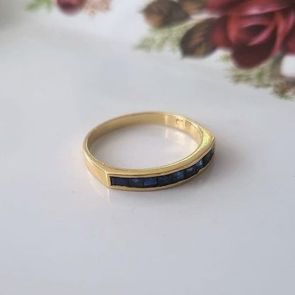 Vintage 18k gouden ring met saffier