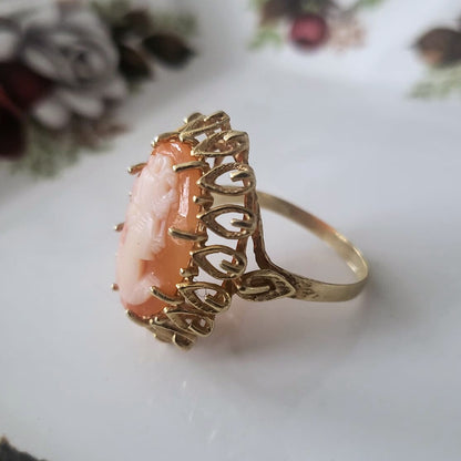 Vintage 14k gouden ring met camee