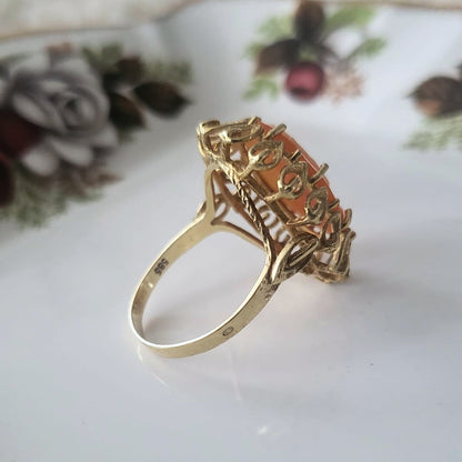 Vintage 14k gouden ring met camee