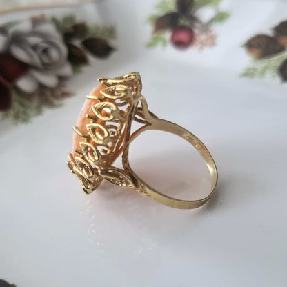 Vintage 14k gouden ring met camee