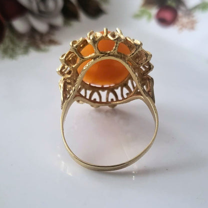 Vintage 14k gouden ring met camee