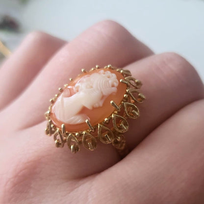 Vintage 14k gouden ring met camee