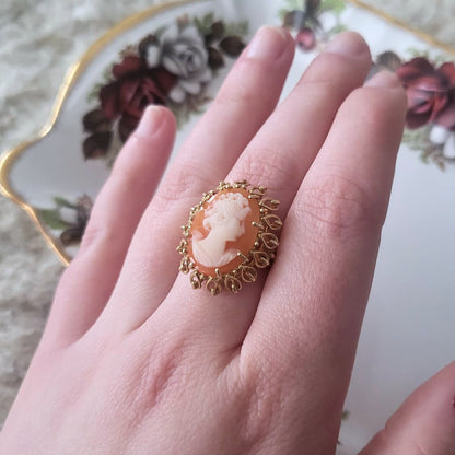 Vintage 14k gouden ring met camee