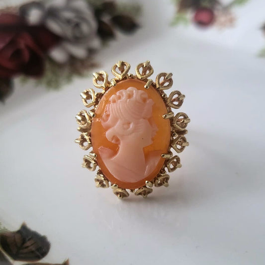 Vintage 14k gouden ring met camee