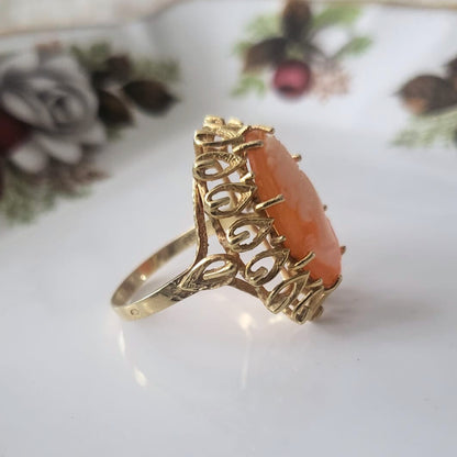 Vintage 14k gouden ring met camee