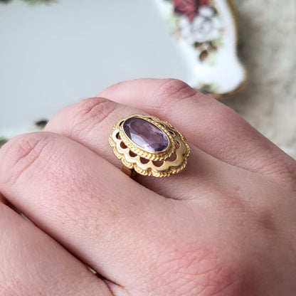Vintage 14k gouden ring met amethist