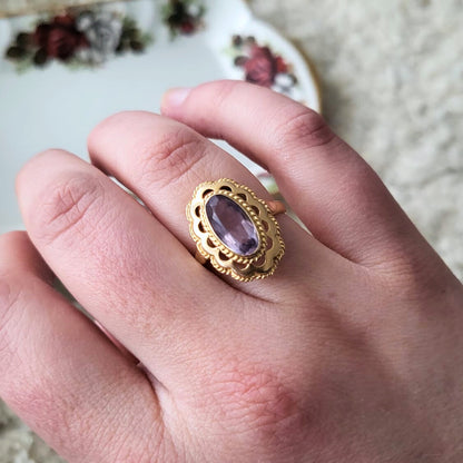 Vintage 14k gouden ring met amethist