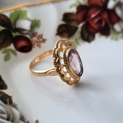 Vintage 14k gouden ring met amethist