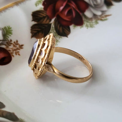 Vintage 14k gouden ring met amethist