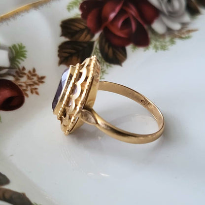 Vintage 14k gouden ring met amethist