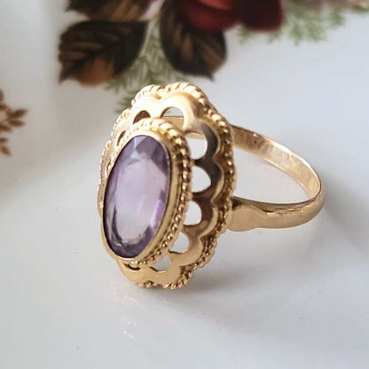 Vintage 14k gouden ring met amethist