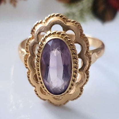 Vintage 14k gouden ring met amethist