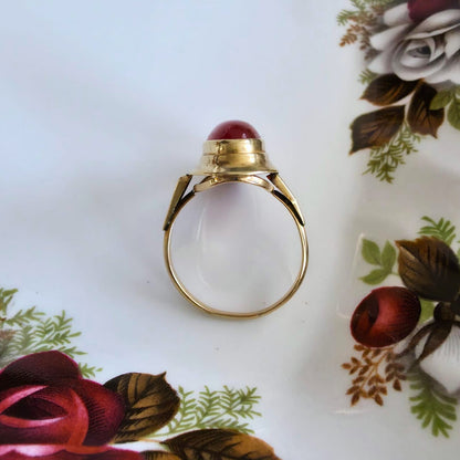 Vintage 14k gouden ring met streepagaat