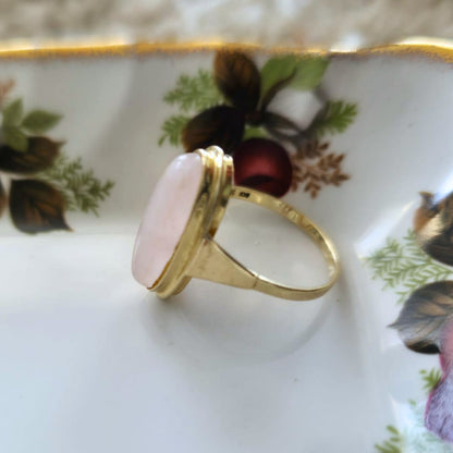 Vintage 14k gouden ring met rozenkwarts