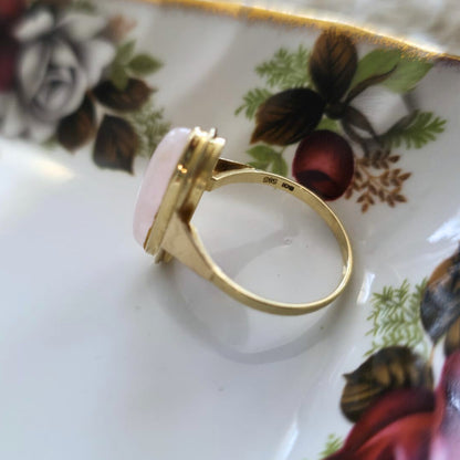 Vintage 14k gouden ring met rozenkwarts