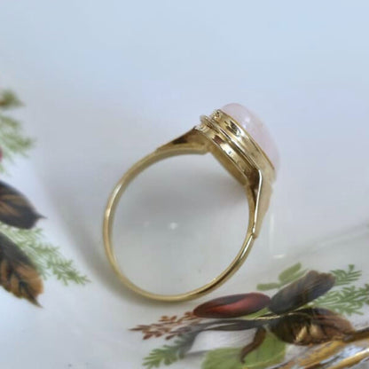 Vintage 14k gouden ring met rozenkwarts