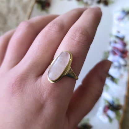 Vintage 14k gouden ring met rozenkwarts