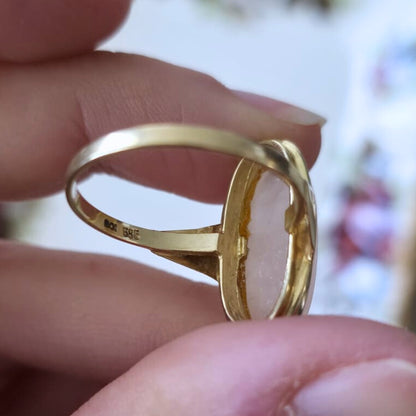 Vintage 14k gouden ring met rozenkwarts