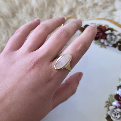 Vintage 14k gouden ring met rozenkwarts
