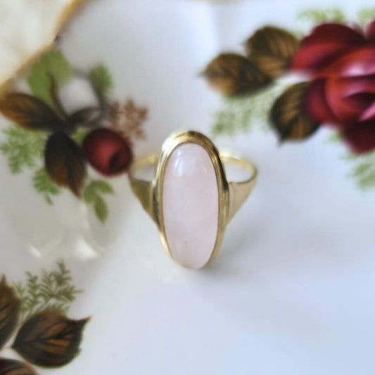 Vintage 14k gouden ring met rozenkwarts