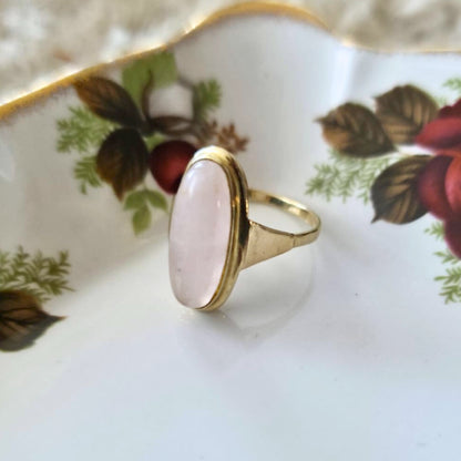 Vintage 14k gouden ring met rozenkwarts