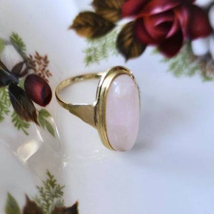 Vintage 14k gouden ring met rozenkwarts