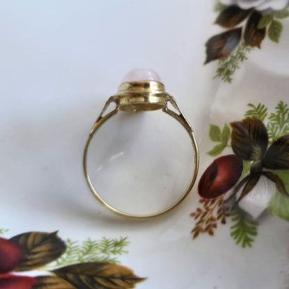 Vintage 14k gouden ring met rozenkwarts
