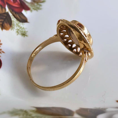 Vintage 14k gouden ring met rookkwarts